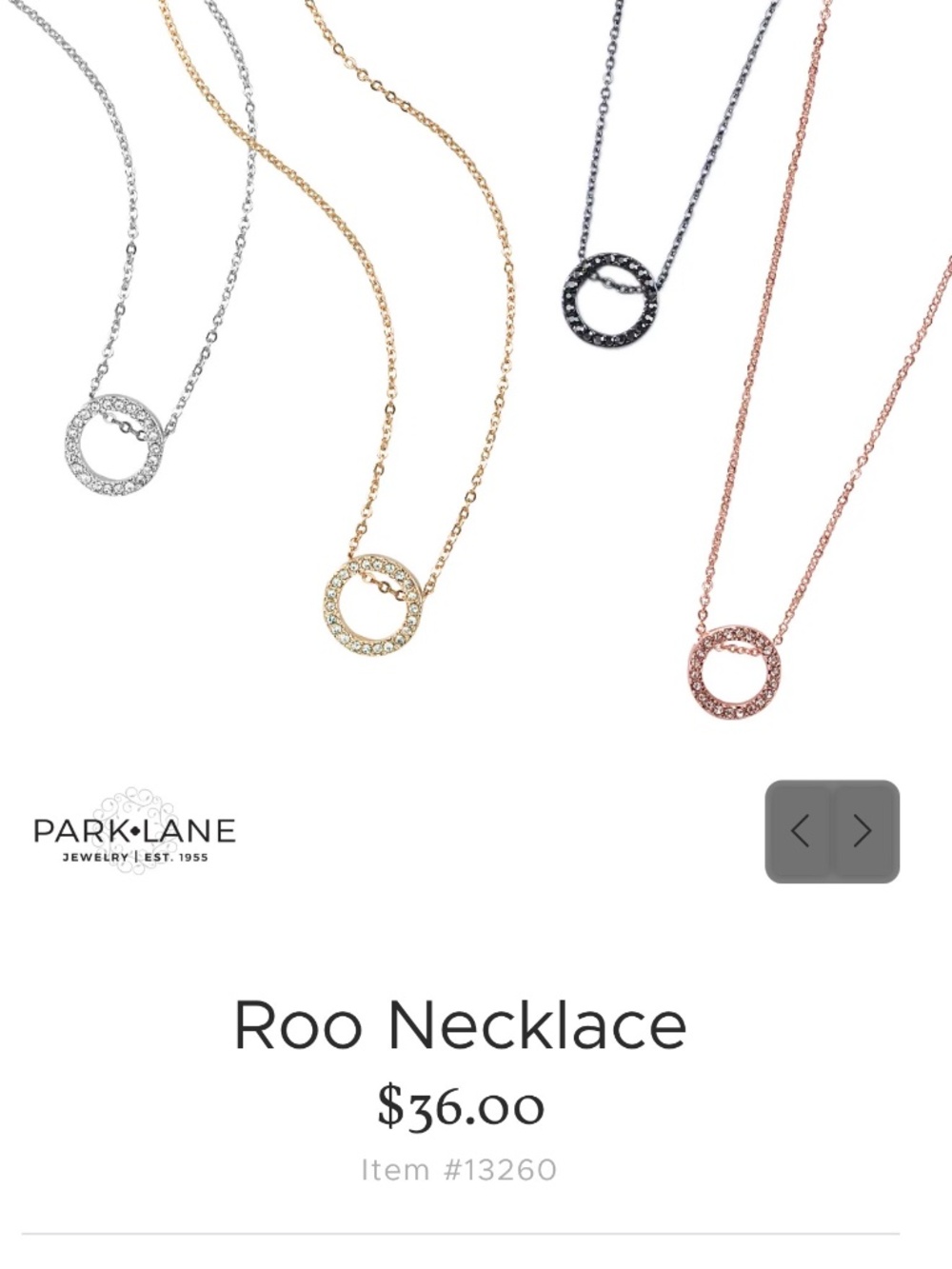 Park Lane Roo Necklace Gold or Silver